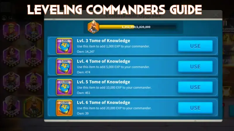 Rise of Kingdoms Commander Leveling Guide: Don't Waste XP
